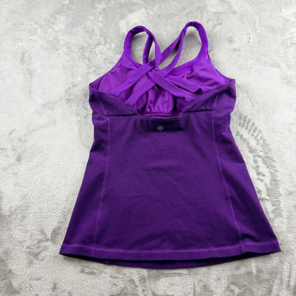 Lululemon Free To Be Women's Size 6 Tank Purple Striped Strappy Back Yoga Top - Picture 2 of 7